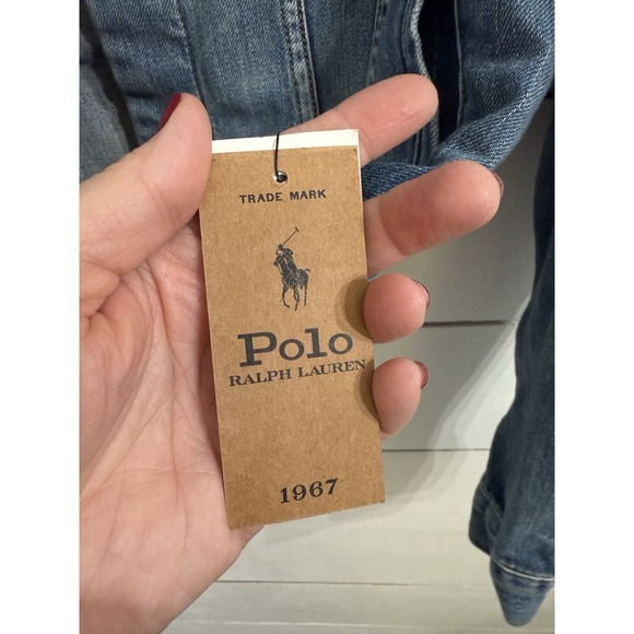 POLO‎ RALPH LAUREN Women's Distressed Faded Denim Trucker Jacket Small NWT - Picture 4 of 12